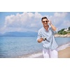 image:imageCOOFANDY Mens Cotton Linen Henley TShirts Long Sleeve Casual Beach Shirts  Mens Linen ShirtRegular Relaxed FitLightweightBreathableand Moisturewicking for BeachVacation or Everyday Summer WearBlue White Striped