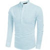 image:imageCOOFANDY Mens Cotton Linen Henley TShirts Long Sleeve Casual Beach Shirts  Mens Linen ShirtRegular Relaxed FitLightweightBreathableand Moisturewicking for BeachVacation or Everyday Summer WearBlue