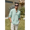 image:imageCOOFANDY Mens Cotton Linen Henley TShirts Long Sleeve Casual Beach Shirts  Mens Linen ShirtRegular Relaxed FitLightweightBreathableand Moisturewicking for BeachVacation or Everyday Summer WearGreen