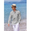 image:imageCOOFANDY Mens Cotton Linen Henley TShirts Long Sleeve Casual Beach Shirts  Mens Linen ShirtRegular Relaxed FitLightweightBreathableand Moisturewicking for BeachVacation or Everyday Summer WearGray