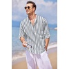 image:imageCOOFANDY Mens Cotton Linen Henley TShirts Long Sleeve Casual Beach Shirts  Mens Linen ShirtRegular Relaxed FitLightweightBreathableand Moisturewicking for BeachVacation or Everyday Summer WearGrey Blue Striped
