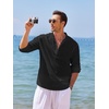 image:imageCOOFANDY Mens Cotton Linen Henley TShirts Long Sleeve Casual Beach Shirts  Mens Linen ShirtRegular Relaxed FitLightweightBreathableand Moisturewicking for BeachVacation or Everyday Summer WearBlack