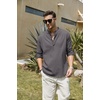 image:imageCOOFANDY Mens Cotton Linen Henley TShirts Long Sleeve Casual Beach Shirts  Mens Linen ShirtRegular Relaxed FitLightweightBreathableand Moisturewicking for BeachVacation or Everyday Summer WearDark Gray