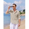 image:imageCOOFANDY Mens Cotton Linen Henley TShirts Long Sleeve Casual Beach Shirts  Mens Linen ShirtRegular Relaxed FitLightweightBreathableand Moisturewicking for BeachVacation or Everyday Summer WearLight Khaki