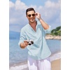 image:imageCOOFANDY Mens Cotton Linen Henley TShirts Long Sleeve Casual Beach Shirts  Mens Linen ShirtRegular Relaxed FitLightweightBreathableand Moisturewicking for BeachVacation or Everyday Summer WearBlue