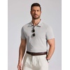 image:imageCOOFANDY Mens Cotton Polo Shirt Short Sleeve Golf Shirts 3 Buttons Casual Work T ShirtsLight Grey