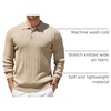 image:imageCOOFANDY Mens Knit Polo Shirts Long Sleeve Casual Dress Pullover Sweater  3 Button Polo Sweater Old Money Lightweight Cozy Daily and Social Outings Slim Fit S4XLKhaki