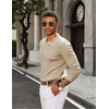 image:imageCOOFANDY Mens Knit Polo Shirts Long Sleeve Casual Dress Pullover Sweater  3 Button Polo Sweater Old Money Lightweight Cozy Daily and Social Outings Slim Fit S4XLKhaki  White