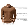 image:imageCOOFANDY Mens Knit Polo Shirts Long Sleeve Casual Dress Pullover Sweater  3 Button Polo Sweater Old Money Lightweight Cozy Daily and Social Outings Slim Fit S4XLBrown
