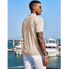 image:imageCOOFANDY Mens Knit Shirts Short Sleeve Button Down Polo Shirt Summer Beach  Fashion Knitted Casual Shirt Breathable Hollow Out Lightweight Vacation Season StapleApricot
