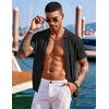 image:imageCOOFANDY Mens Knit Shirts Short Sleeve Button Down Polo Shirt Summer Beach  Fashion Knitted Casual Shirt Breathable Hollow Out Lightweight Vacation Season StapleBlack