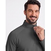 image:imageCOOFANDY Mens Quarter Zip Pullover Athletic Running Shirts Long Sleeve  14 Zip Mock Neck Lightweight Moisture Wicking Breathable UPF 50 Sun Protection Golf Workout Gym Hiking SportsDark Grey