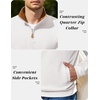 image:imageCOOFANDY Mens Quarter Zip Pullover Sweatshirts Casual Mock Neck Sweater  Colorblocked Collar Long Sleeve Warm Pullover Quilted Twill Textured Fall Winter Fashion 2026 Loose Fit Two Side PocketsWhite