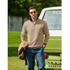 image:imageCOOFANDY Mens Quarter Zip Pullover Sweatshirts Casual Mock Neck Sweater  Colorblocked Collar Long Sleeve Warm Pullover Quilted Twill Textured Fall Winter Fashion 2026 Loose Fit Two Side PocketsKhaki