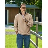 image:imageCOOFANDY Mens Quarter Zip Pullover Sweatshirts Casual Mock Neck Sweater  Colorblocked Collar Long Sleeve Warm Pullover Quilted Twill Textured Fall Winter Fashion 2026 Loose Fit Two Side PocketsKhaki