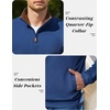 image:imageCOOFANDY Mens Quarter Zip Pullover Sweatshirts Casual Mock Neck Sweater  Colorblocked Collar Long Sleeve Warm Pullover Quilted Twill Textured Fall Winter Fashion 2026 Loose Fit Two Side PocketsDark Blue