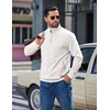 image:imageCOOFANDY Mens Quarter Zip Pullover Sweatshirts Casual Mock Neck Sweater  Colorblocked Collar Long Sleeve Warm Pullover Quilted Twill Textured Fall Winter Fashion 2026 Loose Fit Two Side PocketsWhite