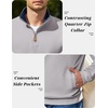 image:imageCOOFANDY Mens Quarter Zip Pullover Sweatshirts Casual Mock Neck Sweater  Colorblocked Collar Long Sleeve Warm Pullover Quilted Twill Textured Fall Winter Fashion 2026 Loose Fit Two Side PocketsLight Gray