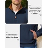 image:imageCOOFANDY Mens Quarter Zip Pullover Sweatshirts Casual Mock Neck Sweater  Colorblocked Collar Long Sleeve Warm Pullover Quilted Twill Textured Fall Winter Fashion 2026 Loose Fit Two Side PocketsNavy Blue