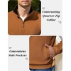 image:imageCOOFANDY Mens Quarter Zip Pullover Sweatshirts Casual Mock Neck Sweater  Colorblocked Collar Long Sleeve Warm Pullover Quilted Twill Textured Fall Winter Fashion 2026 Loose Fit Two Side PocketsLight Brown