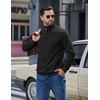 image:imageCOOFANDY Mens Quarter Zip Pullover Sweatshirts Casual Mock Neck Sweater  Colorblocked Collar Long Sleeve Warm Pullover Quilted Twill Textured Fall Winter Fashion 2026 Loose Fit Two Side PocketsBlack