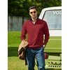 image:imageCOOFANDY Mens Quarter Zip Pullover Sweatshirts Casual Mock Neck Sweater  Colorblocked Collar Long Sleeve Warm Pullover Quilted Twill Textured Fall Winter Fashion 2026 Loose Fit Two Side PocketsRed