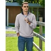 image:imageCOOFANDY Mens Quarter Zip Pullover Sweatshirts Casual Mock Neck Sweater  Colorblocked Collar Long Sleeve Warm Pullover Quilted Twill Textured Fall Winter Fashion 2026 Loose Fit Two Side PocketsLight Gray