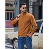 image:imageCOOFANDY Mens Quarter Zip Pullover Sweatshirts Casual Mock Neck Sweater  Colorblocked Collar Long Sleeve Warm Pullover Quilted Twill Textured Fall Winter Fashion 2026 Loose Fit Two Side PocketsLight Brown