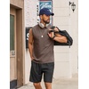 image:imageCOOFANDY Mens Sleeveless Shirts Cotton Workout Tank Tops Muscle Tee Shirt  Acid Wash Fabric Lightweight and Soft Cut Off Shirt Casual Summer Faishon Tank Relaxed and Oversized Fit Sleeveless TopBrown