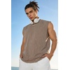 image:imageCOOFANDY Mens Sleeveless Shirts Cotton Workout Tank Tops Muscle Tee Shirt  Acid Wash Fabric Lightweight and Soft Cut Off Shirt Casual Summer Faishon Tank Relaxed and Oversized Fit Sleeveless TopKhaki