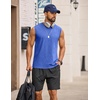 image:imageCOOFANDY Mens Sleeveless Shirts Cotton Workout Tank Tops Muscle Tee Shirt  Acid Wash Fabric Lightweight and Soft Cut Off Shirt Casual Summer Faishon Tank Relaxed and Oversized Fit Sleeveless TopLight Blue