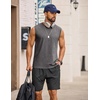 image:imageCOOFANDY Mens Sleeveless Shirts Cotton Workout Tank Tops Muscle Tee Shirt  Acid Wash Fabric Lightweight and Soft Cut Off Shirt Casual Summer Faishon Tank Relaxed and Oversized Fit Sleeveless TopDark Gray