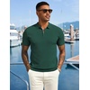 image:imageCOOFANDY Mens Textured Knit Polo Shirts Zipper Polo Shirts Short Sleeve Casual Lightweight Golf ShirtGreen