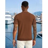 image:imageCOOFANDY Mens Textured Knit Polo Shirts Zipper Polo Shirts Short Sleeve Casual Lightweight Golf ShirtLight Brown