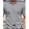image:imageCOOFANDY Mens Textured Knit Polo Shirts Zipper Polo Shirts Short Sleeve Casual Lightweight Golf ShirtLight Grey