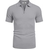 image:imageCOOFANDY Mens Textured Knit Polo Shirts Zipper Polo Shirts Short Sleeve Casual Lightweight Golf ShirtLight Grey