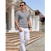 image:imageCOOFANDY Mens Textured Knit Polo Shirts Zipper Polo Shirts Short Sleeve Casual Lightweight Golf ShirtLight Grey
