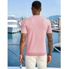 image:imageCOOFANDY Mens Textured Knit Polo Shirts Zipper Polo Shirts Short Sleeve Casual Lightweight Golf ShirtPink