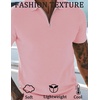 image:imageCOOFANDY Mens Textured Knit Polo Shirts Zipper Polo Shirts Short Sleeve Casual Lightweight Golf ShirtPink