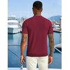image:imageCOOFANDY Mens Textured Knit Polo Shirts Zipper Polo Shirts Short Sleeve Casual Lightweight Golf ShirtWine Red