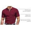 image:imageCOOFANDY Mens Textured Knit Polo Shirts Zipper Polo Shirts Short Sleeve Casual Lightweight Golf ShirtWine Red