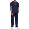 image:imageCOOFANDY Mens 2 Piece Outfit Quarter Zip Short Sleeve Top amp Pants Set  Tracksuits Activewear Clothing Set Workout Top amp Bottom Sets 14 Zip Polo Shirt and Jogging Pants Leisure Suits for MenNavy Blue