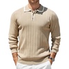 image:imageCOOFANDY Mens Knit Polo Shirts Long Sleeve Casual Dress Pullover Sweater  3 Button Polo Sweater Old Money Lightweight Cozy Daily and Social Outings Slim Fit S4XLKhaki  White