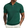 image:imageCOOFANDY Mens Textured Knit Polo Shirts Zipper Polo Shirts Short Sleeve Casual Lightweight Golf ShirtGreen