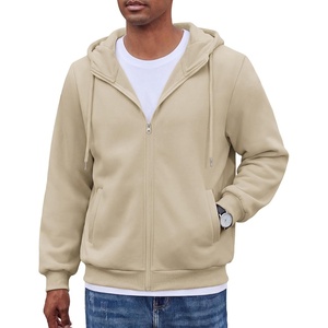 image:imageCOOFANDY Men Full Zip Hoodie Fleece Zipper Sweatshirt Casual Hooded Jacket  Llightweight fleeceLined and Zipper Versatile Drawstring Hood 2026 Fall Fashion Streetwear Casual Gym Outdoor JacketKhaki