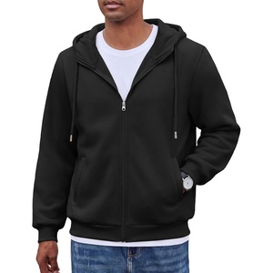 image:imageCOOFANDY Men Full Zip Hoodie Fleece Zipper Sweatshirt Casual Hooded Jacket  Llightweight fleeceLined and Zipper Versatile Drawstring Hood 2026 Fall Fashion Streetwear Casual Gym Outdoor JacketBlack