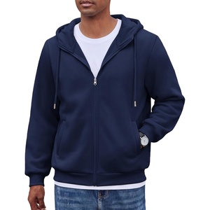image:imageCOOFANDY Men Full Zip Hoodie Fleece Zipper Sweatshirt Casual Hooded Jacket  Llightweight fleeceLined and Zipper Versatile Drawstring Hood 2026 Fall Fashion Streetwear Casual Gym Outdoor JacketNavy Blue