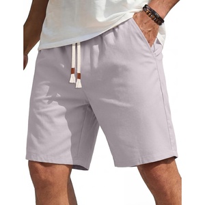 image:imageCOOFANDY Mens Casual Cotton Linen Shorts Elastic Waist Drawstring Shorts  Stretch Linen Chino Lightweight Breathable Flat Front Phone Pockets Regular Fit 9 Inch Inseam Summer Beach VacationLight Grey