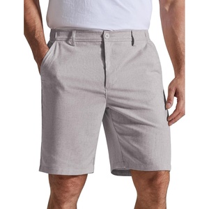 image:imageCOOFANDY Mens Casual Shorts 9 Flat Front Elastic Waist Linen Dress Shorts  Premium Linen Blend Fabric Lightweight Breathable SkinFriendly Straight Leg Summer Beach WearLight Gray