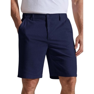 image:imageCOOFANDY Mens Casual Shorts 9 Flat Front Elastic Waist Linen Dress Shorts  Premium Linen Blend Fabric Lightweight Breathable SkinFriendly Straight Leg Summer Beach WearNavy Blue